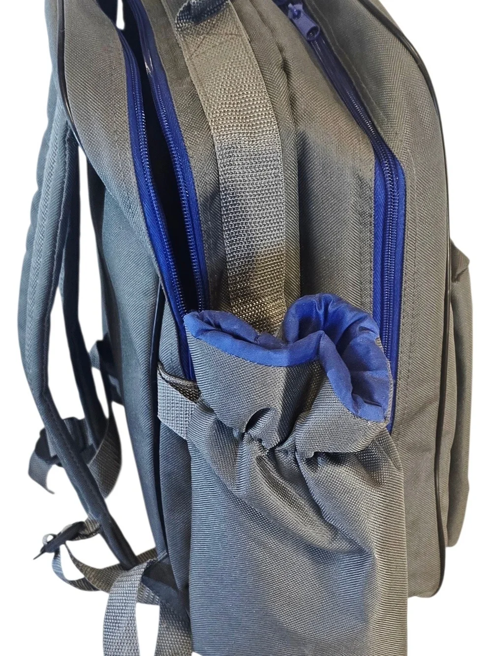 Picnic Backpack Set for 4 Gray Blue Plates Glasses Flatware Insulated Bag